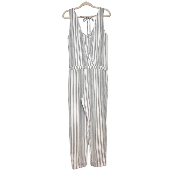 CLOTH & STONE Linen Blend Stripped Jumpsuit. Size Small - Picture 3 of 8